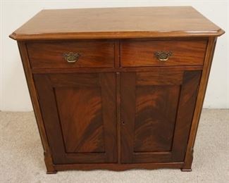 1099	MAHOGANY WASH STAND W/ TWO DRAWERS & TWO DOORS, 32 IN W, 31 3/4 IN H 

