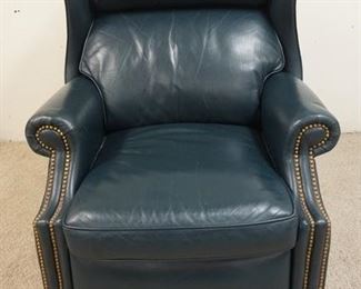 1108	HANCOCK & MOORE BLUE LEATHER RECLINER 
