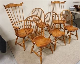 1110	D.R. DIMES SET OF SIX WINDSOR CHAIRS,  TWO CONTINIOUS ARMCHAIRS & FOUR SIDE CHAIRS 
