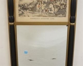 1134	FEDERAL STYLE MIRROR W/ CURRIER & IVES IMAGE, 15 IN X 28 1/2 IN 
