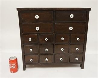 1153	16 DRAWER ANTIQUE SPICE CABINET. 20 1/2 IN WIDE X 20 1/4 IN HIGH

