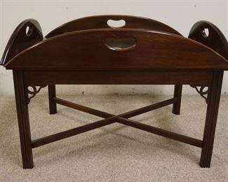 1167	BUTLERS TABLE W/ GLASS TOP AND X STRECHER BASE
