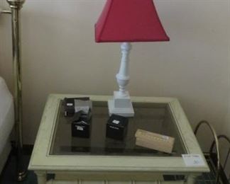 End Table, Pair of Lamps