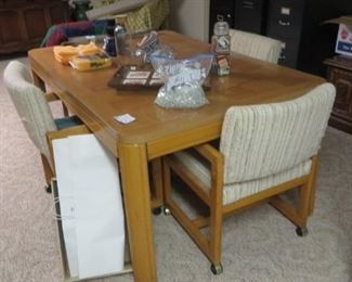 48" Square Wood Table with 18" leaf and 4 Chairs