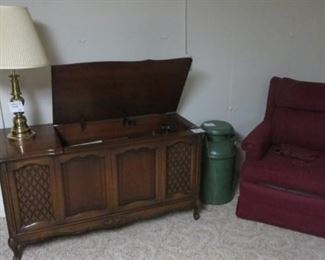 Pacard Bell Radio and Record Player, Lamp, Comfortable Chair