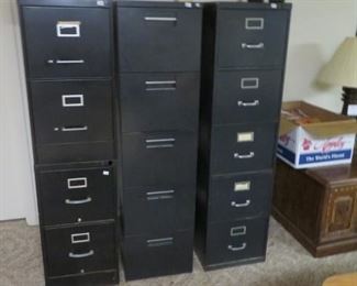 Metal File Cabinets, End Table, Lamp