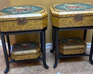 140L Painted Wood Storage Tables