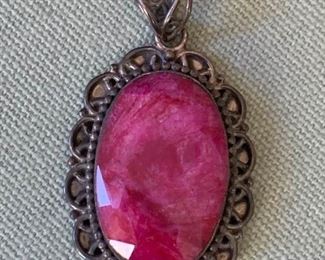 312m Sterling  Pink Jadeite Pendant