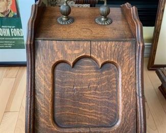 334d Antique Oak And Metal Coal Scuttle