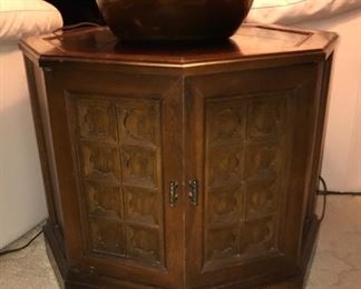 Detail pic, Mid Century Mediterranean Style  Octagon Pair of end tables 