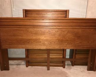 PRICE: $200.00 Vintage Oak, 1970’s Montgomery Ward King headboard, 2 nightstands, + Tall Chest 
Item#65491