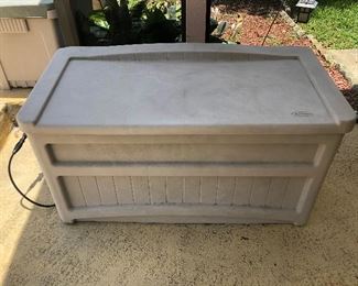 PRICE: $45.00 Resin storage box for pool supplies. Made by Suncast