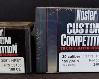 Nosler 30 Caliber cartridges	
Two boxes of Nosler 30 Caliber .308 HPBT 155 Grain cartridges. 350 total rounds