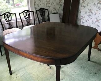 Dining room table only. 28H x 50W x 56L Condition: Good. Small varnish loss (dime size) near table center. Please note: table does not have leaves. Price: $100.