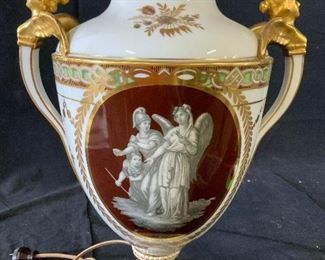 Art Nouveau Gilded Porcelain Lamp