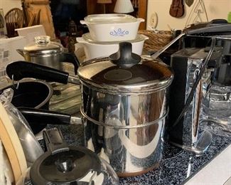 Double boilers, corningware, 2 sets available. 1 is nib.