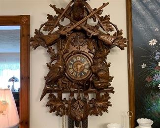 Appx 3 1/2 feet tall. Giant German Cuckoo Clock ! #4/100 . This is a very large clock, great for cabin/lodge decor.