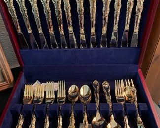 International China, Gold Tone Flatware.
