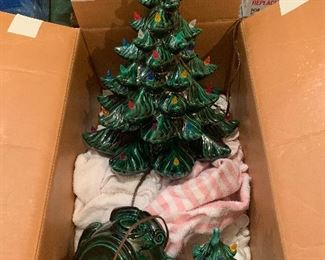 Vintage Ceramic Christmas Trees, 1 large, 1 small.