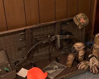 Bow and hunting gear.