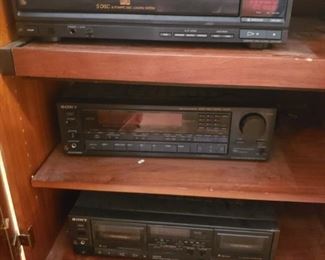 vintage sony receiver, cd, cassette players