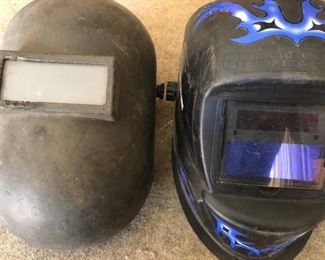 Many welding helmets and supplies!