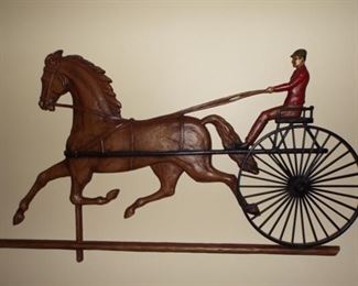 51.  HORSE & RIDER WALL PLAQUE. HEAVY PLASTIC OR COMPOSITE BY ETHAN ALLEN DATED 1966 36" X 19"     $25.00