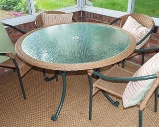 1. 48" Wicker Edge Glass Top Table-4 Chairs $225.00
