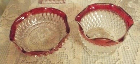 127.  2 RED/CLEAR SMALL BOWLS  $10.00 