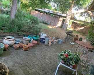garden art, pots, small gardening tools