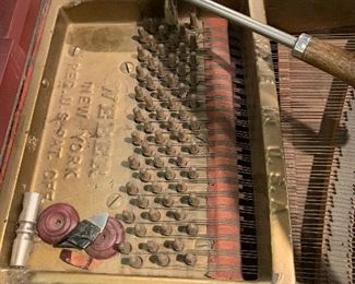 Weber, New York, Baby Grand Piano, Red Velvet Covered 