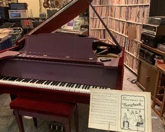 Weber, New York, Baby Grand Piano, Red Velvet Covered 