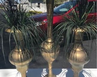 Three Large Brass Vases