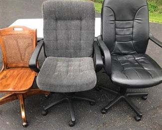Two Computer Chairs and a Desk Chair