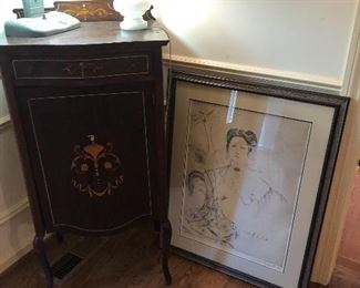 Antique chest and art