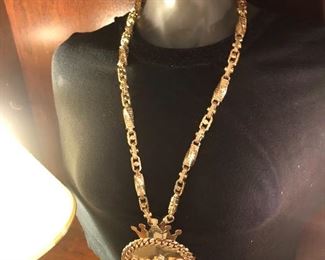 Solid gold necklace and pendant, $25K! Put this in your safe!