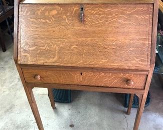 Antique oak drop desk 
