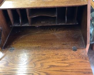 Antique oak drop desk 