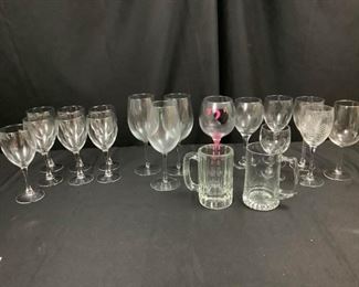 A Whole Lot of Wine Glasses and Two Beer Glasses