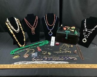Green Box of Costume Jewelry