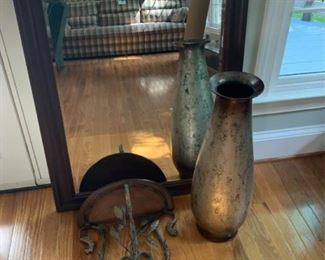 Mirror, Vase, and Wooden Shelf