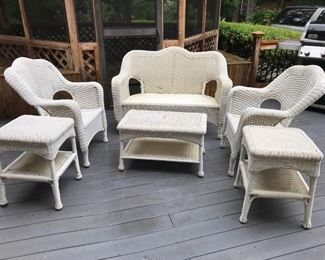 Plastic Covered Wicker Style Seating and Tables