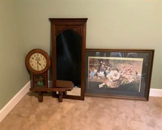 Wall Art, Mirror, American Heirloom Turkey Clock, and Shelf