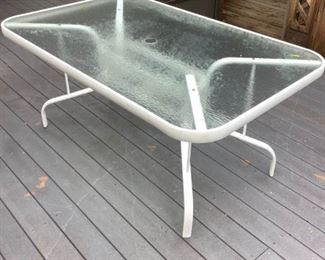 White Glass Top Patio Table