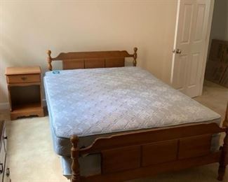 Wood Double Bed with Side Table