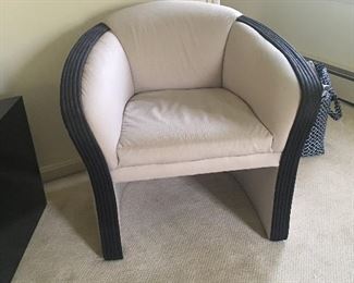 Item #4:  Side barrell chair.  (arms are fabric-not wood): 31"wx28"hx25"D: $50