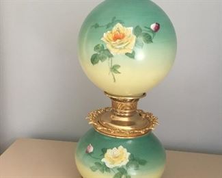 Item #38:  Vintage "Gone with the Wind" painted banquet lamp.  apprx. 24" H:  $75