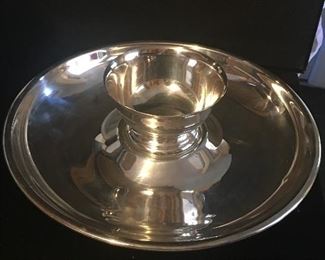 Item #52:  Silverplate dip tray. Apprx. 10" rd." $12