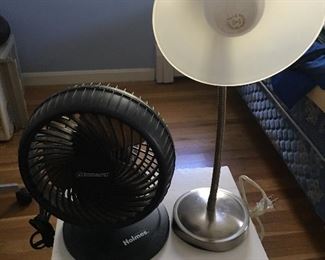 Item #99:  Table fan and goose neck adjustable lamp: $15