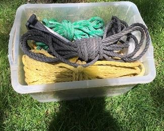 Item #138:  Box of assorted ropes:  $5